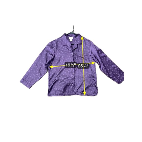 Vintage Kathryn Polka Dot Button Front Pajama Set Purple Sz Small Sleepwear - Picture 11 of 12